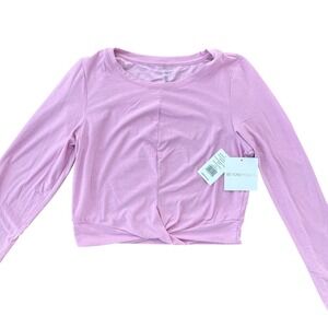 Beyond Yoga Pink Twist Front Long Sleeve Cropped Pullover LWSD7952 Large NEW